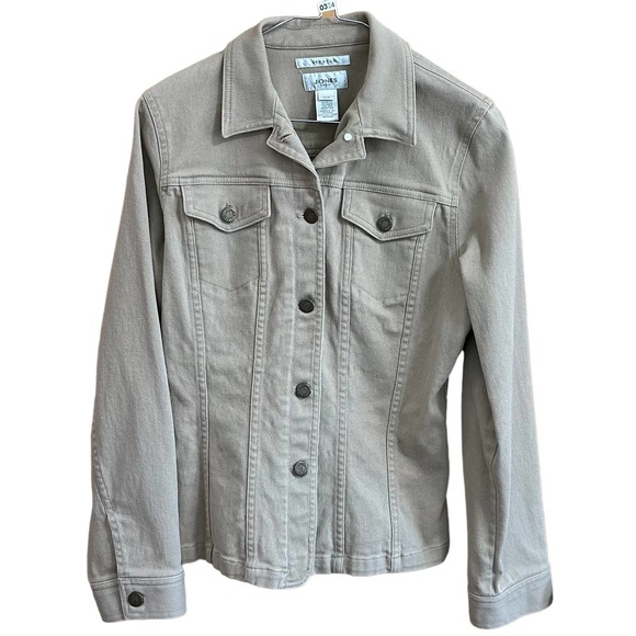Christopher & Banks Jackets & Blazers - EUC, Jones Sport Women's Tan Sz Small Long Sleeve Metal Button Jacket w/stretch
